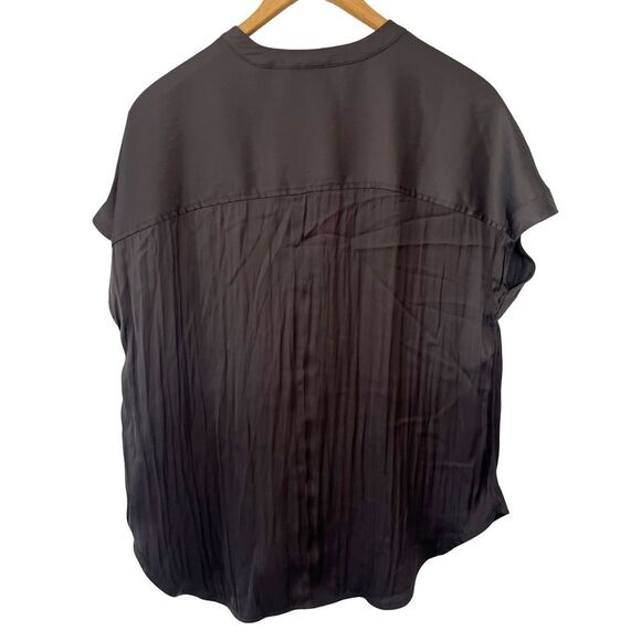 Old Navy Stone Grey‎ Dolman Sleeve Mandarin Neckline Satin Blouse Shirt - Picture 3 of 8